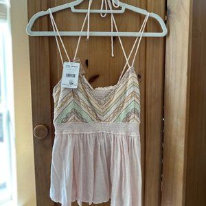 NWT - Free People - beautiful embroidered beaded  Strap Top - Size Med
